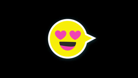 Smiley-Herz,-Augen-Und-Mund,-Emoji-Symbol,-Schleife,-Animationsvideo,-Transparenter-Hintergrund-Mit-Alphakanal